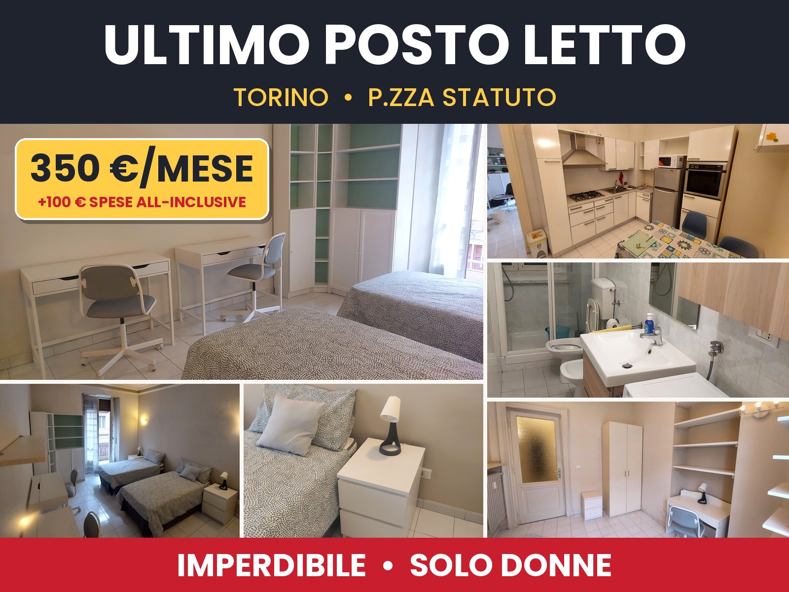 2 POSTI LETTO IN DOPPIA - SOLO DONNE - ZONA S DONATO / PZZA STATUTO